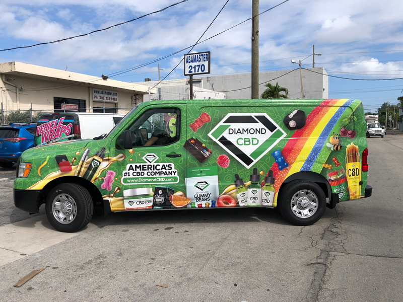 Diamond CBD van full color wrap commercial graphics Miami