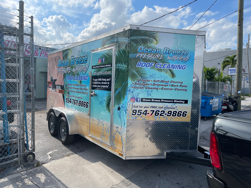 Ocean trailer full wrap,Miami Evolutions Graphics, miami car wrap, custom car decals, vehicle wrap near me, vinyl wrap car, custom car wrap, cut vinyl partial wrap