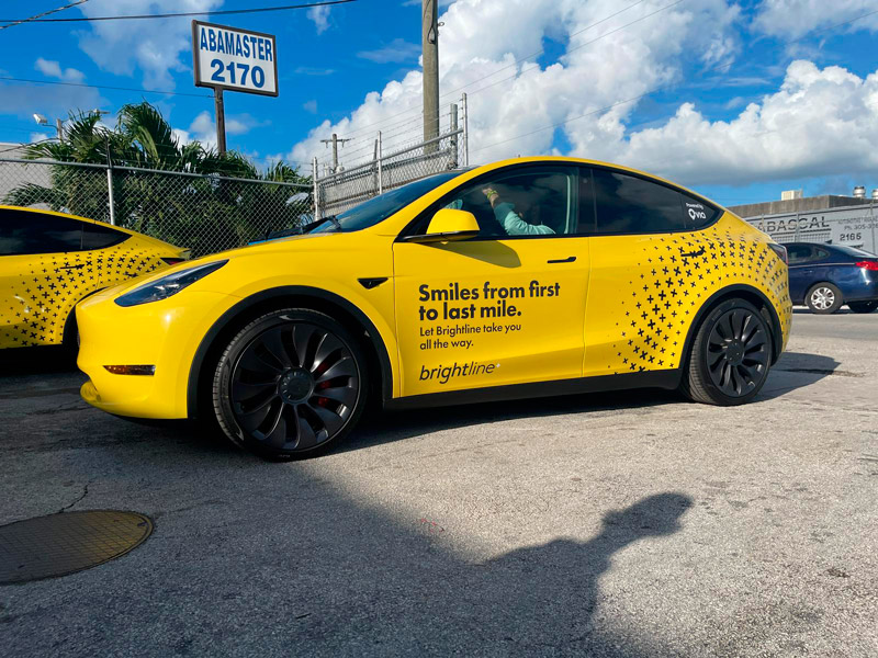 Tesla brightline full wrap and color Hight Quality vehicle wrap, Miami Evolutions Graphics, miami car wrap, custom car decals, vehicle wrap near me, vinyl wrap car, custom car wrap, cut vinyl partial wrap