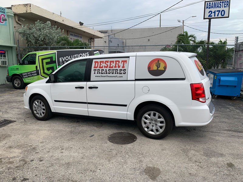 Desert treasures micro perforated wrap, Miami Evolutions Graphics, miami car wrap, custom car decals, vehicle wrap near me, vinyl wrap car, custom car wrap, cut vinyl partial wrap